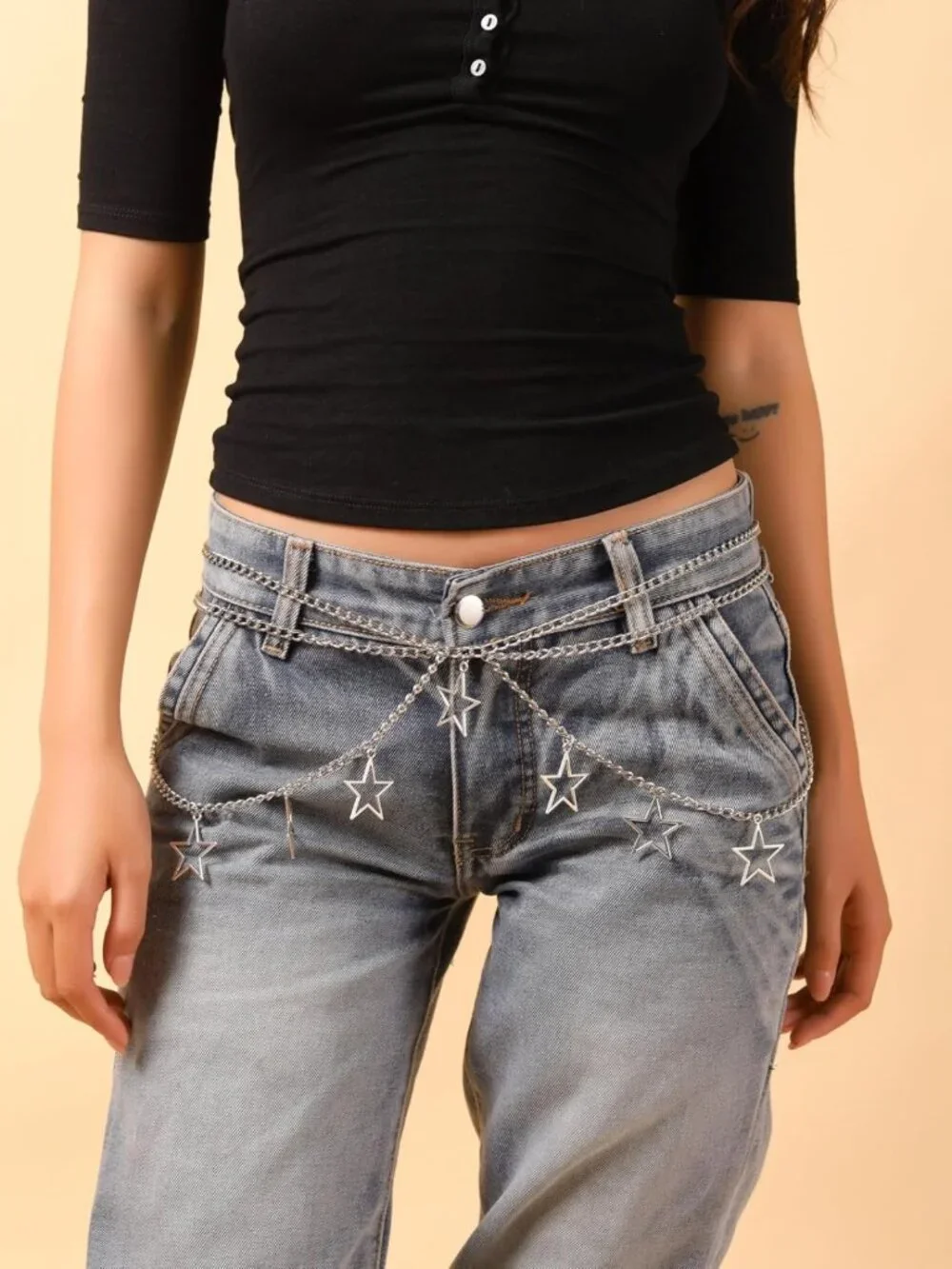 Goth Y2K Star Waist Chain Belt | Punk Emo Grunge Aesthetic Body Jewelry